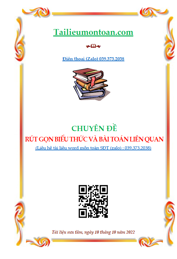 Chuyên đề rút gọn biểu thức và bài toán liên quan