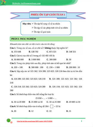 Phiếu bài tập lớp 5 cánh diều tập 1