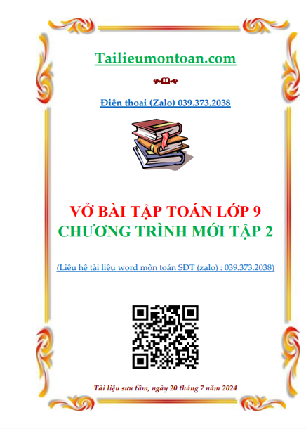 Vở bài tập môn toán lớp 9 tập 2